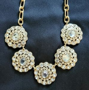 J Crew Crystal Flower Statement Necklace